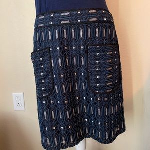 LOFT navy and silver skirt